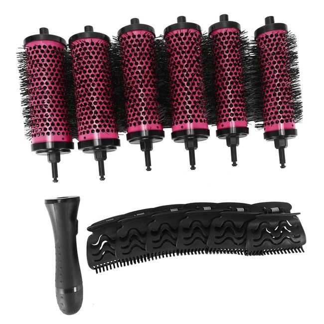 Dropfree 6 Teile/Satz 3 Größen Abnehmbarer Locken Wickler Pinsel mit Positionierungs Klammern Aluminium Keramik Locken Wickler Kamm Friseur