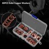 Copper Washers, Sump Plug Washer Set, Solid Copper Sealing Washers Assortment Kit, Oil Drain Plug Gaskets with Storage Box (80Pcs)
