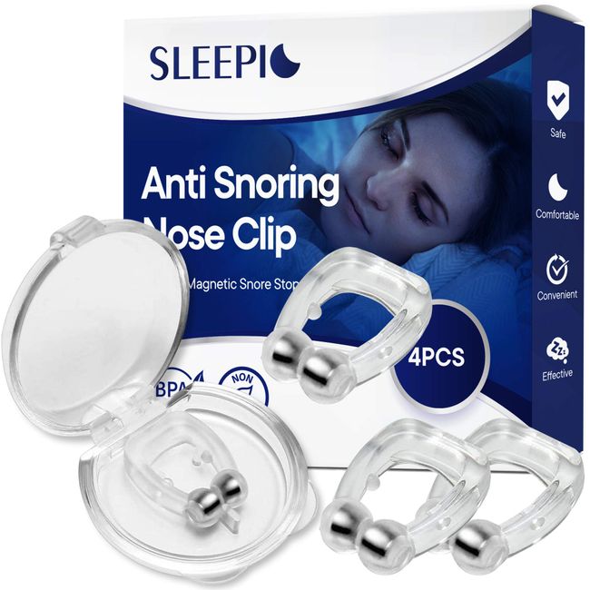 Sleepic Anti Snoring Clip, Silicone Magnetic Snore Stopper, Anti Snoring Device, Nose Clip for Men and Women(4PCS)
