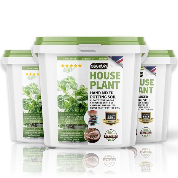 UK GROW Houseplant Potting Mix - 10 Litre - BritanniaBloom: Elevate Your Indoor Garden… (STRONG BUCKET)