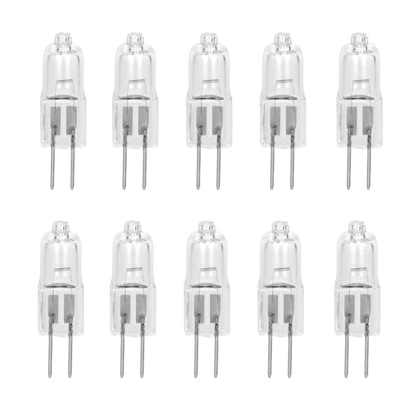 Pack of 10 Crystal Clear Lens 10 Watt AC DC 12V Capsule T3 Bulb Replacement JC G4 2 Pin Base Halogen Kitchen Table Pendant Lamp 12V 10W Bi-Pin Warm Clear Bright White Landscape Desk Lighting