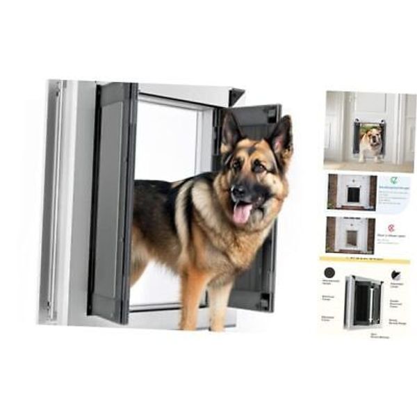 Aluminum Dog Door for Exterior Door,Strong Double Magnetic Large Silver