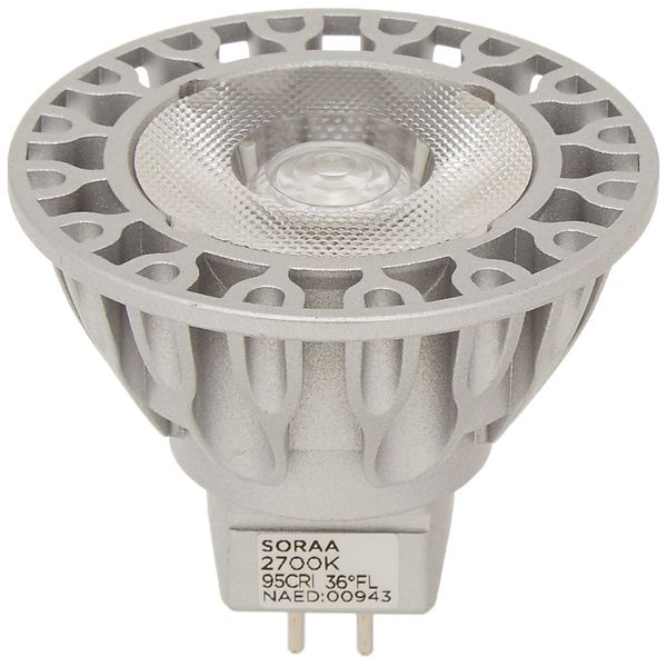 Bulbrite SM16-07-36D-927-03 SORAA 7.5W LED MR16 2700K VIVID3 36° Dimmable Light Bulb, Silver