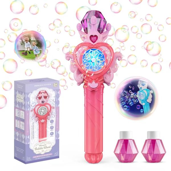 PANACARE Magic Bubble Wand for Kids Electric Bubble Machine with Light/10000+Bubbles/10 Holes Automatic Bubble Blower Portable Outdoor Bubble Maker Toys Gift for Girl Boys Summer Party Wedding