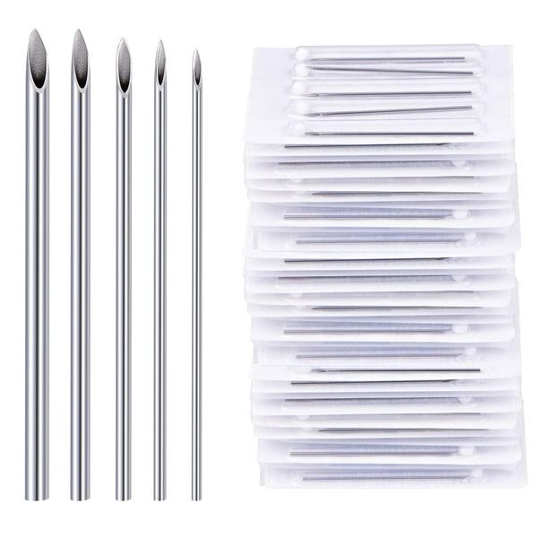 NIUSIMAN 50PCS Mixed Body Piercing Needles, 12G 14G 16G 18G 20G Stainless Steel Sterile Disposable Ear Nose Navel Nipple Lip Piercing Needles