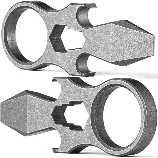 TIMULTI Titanium Multi Tool Mini Bar EDC Pliver Small Pocket Tool Bottle Opener Keychain Tool (Gray Pliver 2pcs)