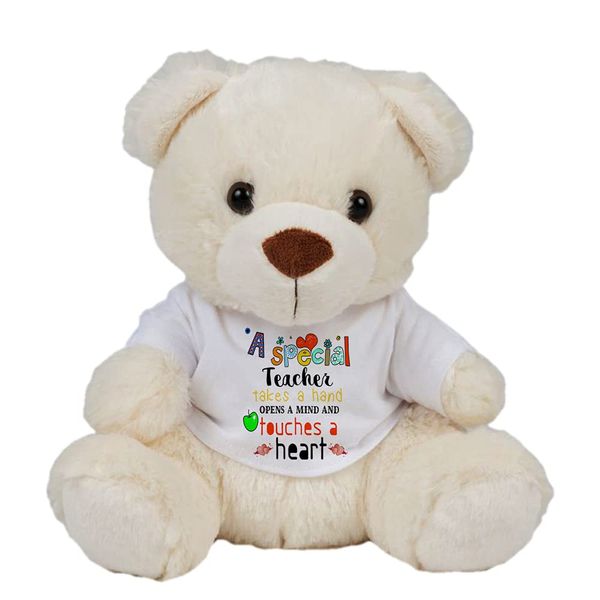 Getagift A Special Teacher Takes A Hand Open A Mind and Touches A Heart, Teacher’s Day, Back to School, Appreciation Gift for Best Teacher, Teddy Bear Plush Soft Toys. (Cream Teddy)