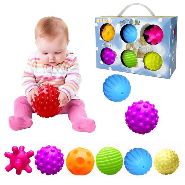 Baby Sensory Toys Toddler Balls Texture - Multi Ball Set Massage Soft Ball Teething Toy, 6 Pieces by VintageⅢ