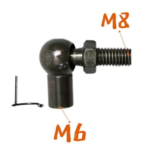 JINGLINGKJ 10MM Ball Socket M8 Male Screw Bolt M6 Female Thread Detachable Gas Spring Metal Ball Joint Connector with Metal Wire End Fitting Bearing Joint 4pcs (4PCS M6)