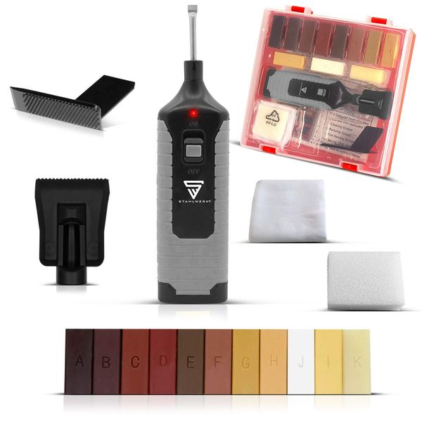 STAHLWERK Hard Wax Repair Kit | Laminate Repair Kit | Wood Repair Kit for Repairing Furniture, Parquet, Laminate and Wood Floors