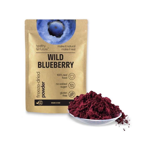 Healthy Future Jamo Wild Blueberry Powder Freeze Dried Food Perfect for Muffins Porridge Smoothies Cakes Natural Superfood No Added Sugar No Preservatives GMO-Free Gluten-Free 100 g