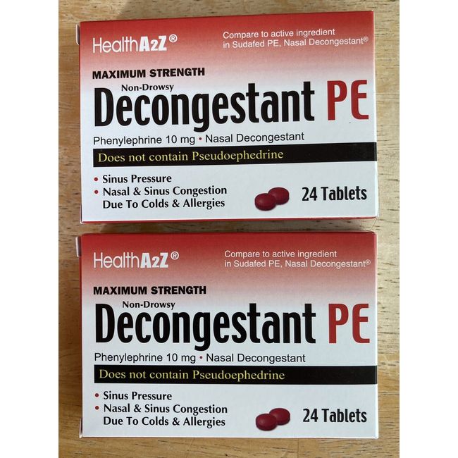 Nasal Sinus Decongestant Phenylephrine 10mg Compare To Sudafed PE 48 Tablets