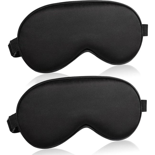 Blackout Sleep Eye Mask, x2 Adjustable Light Blocking Silk and Cotton