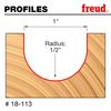 Freud 18-113: 1/2" Radius Round Nose Bit with 1/4" Shank