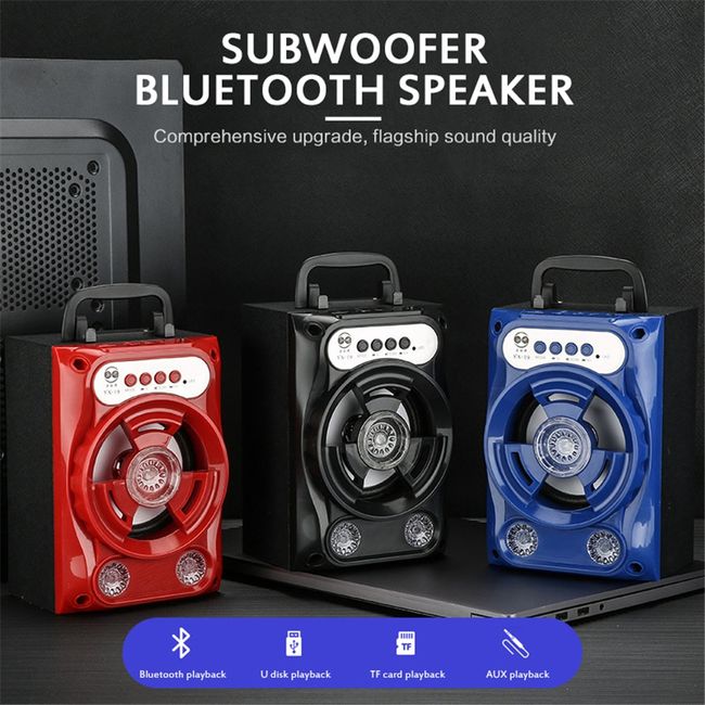 Handbag Wireless Blue tooth Speaker LED Outdoor Karaoke Speaker Support FM  Radio TF Card (Brown checks) : : Electronics & Photo