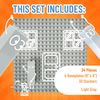 Strictly Briks Light Gray Stackable Base Plates - 4 Pack 15cm X 15cm Baseplates with 30 Light Gray 5x5cm Stackers - Compatible with LEGO Blocks, Compatible with LEGO Base Plates - Tower Construction