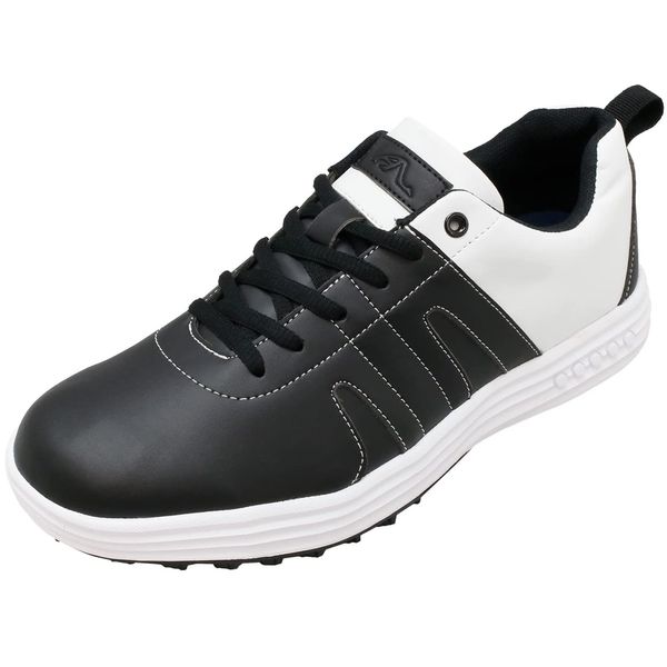 AL 001 Golf Shoes, Men's, Women's, Spikeless, Walking Shoes, Lightweight, Non-Slip, PU Leather, Sneakers, Shoes, Black