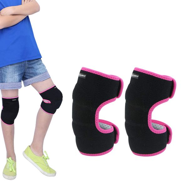 Volleyball Knee pad for Kids, Soft Adjustable Children Kneepads with Thick Sponge, Protective Knee Brace for Soccer Tennis Running Cycling Dance, Anti-Slip Knee Support for Kid Youth Adult, Rose S