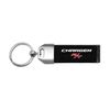 Dodge Charger R/T Black Leather Strap Chrome Metal Key Chain
