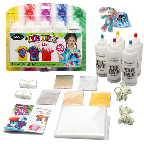 5-Color Tie Dye Kit with 5 Vibrant Colored Dye, The Perfect Tye Dye Kids Craft Set Bursting for Dyeing Fabric, Clothes, Creative Art Craft Games Activity for Kids & Adults