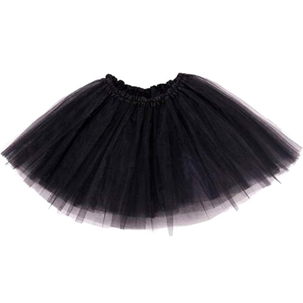 Lizzy Ladies Adult 3 Layered Plain Coloured Tutu Skirts Halloween Book Week Party Fancy Dress Outfit Skirt Accessories (Black)