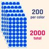 2000 Pack, 2cm Round Colour Coding Circle Sticker Labels - 10 Colours