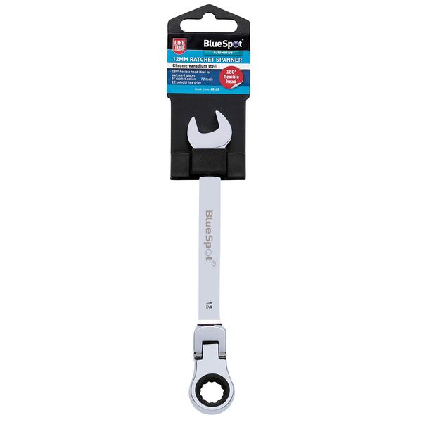Blue Spot Tools 12mm Ratchet Spanner Flexible Head (180°)