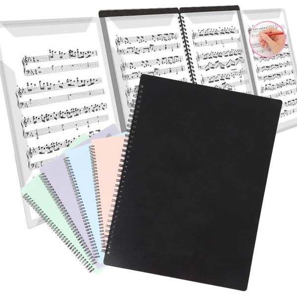 Solf [Supervised by Pitina Branch Manager] Sheet Music File, 4 Sides, Writable A4, 10 Sheets/40 Faces, Piano, Accompaniment (Solid Black) 1 Book