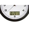 Champion 25cm Quartz wall clock with inset LCD display with day/date - Black