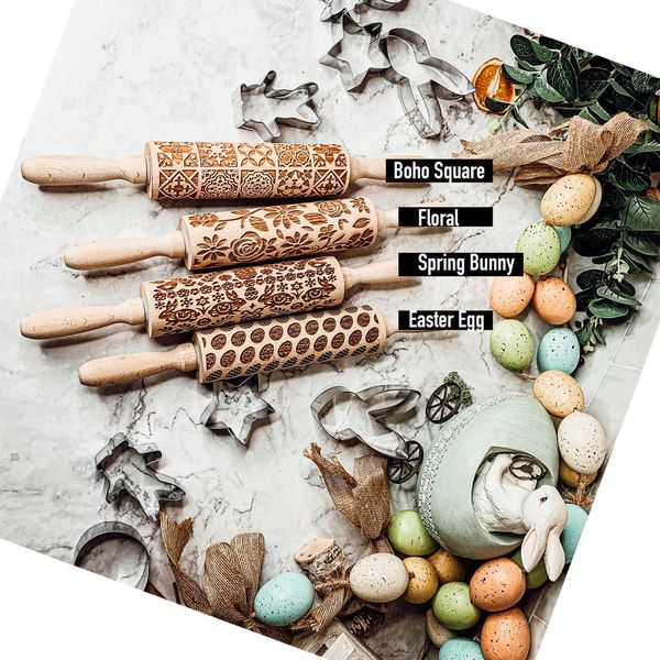 Easter + Spring Rolling Pins - Floral / Standard 13.75”