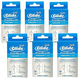 Image of Glide Threader Floss, 30-Count Boxes of Single-Use Packets (Pack of 6)