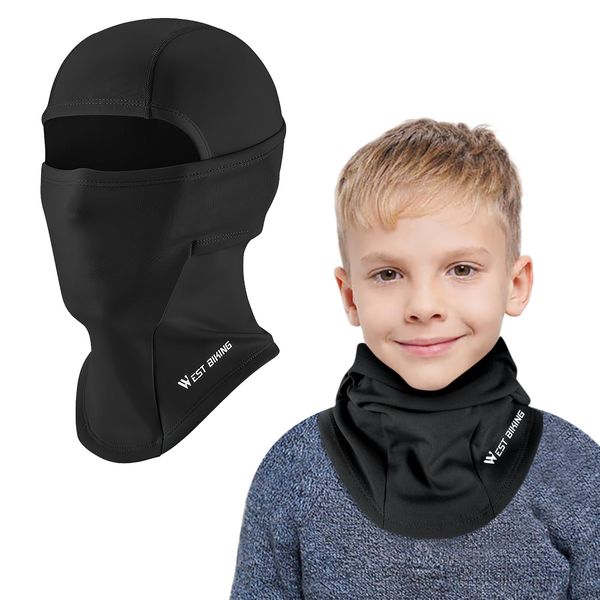 AYPOW Kinder Sturmhaube Winter, Multifunktional Winddicht Fleece Warm Skimaske Radfahren Gesichtsmaske unter dem Helm, Sturmmaske Mütze mit Halswärmer für Jungen Mädchen 4–12, Winter Outdoor Sport