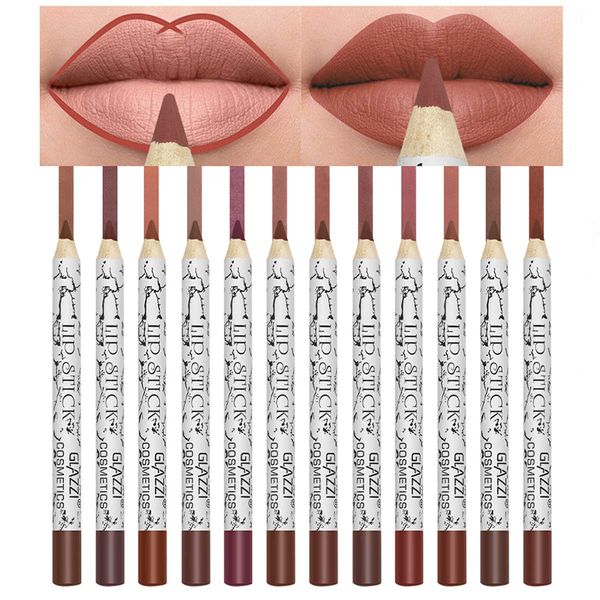 NICEFACE Lip Liner Pencil Set,12 Color Matt Smooth Waterproof lip pencil set lip pencil set, Natural Long Lasting Makeup Lip Liners