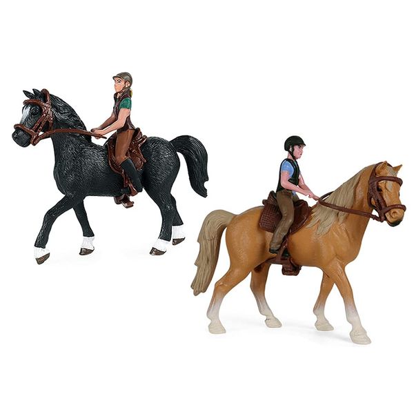 RCOMG Horse Toys Playset with Cowboy, Western Rodeo Toys for Girls and Boys, Farm World Horse Club Rider with Horse Figurines