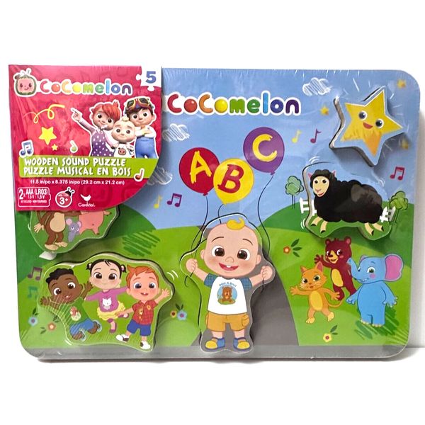 CoComelon JJ & Friends, Wooden 5 Pc Puzzle Musical Toy, NEW SEALED