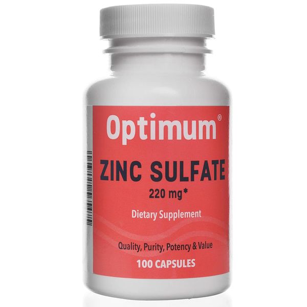 Zinc Sulfate 220 mg 100 Count Capsules | Dietary Supplement