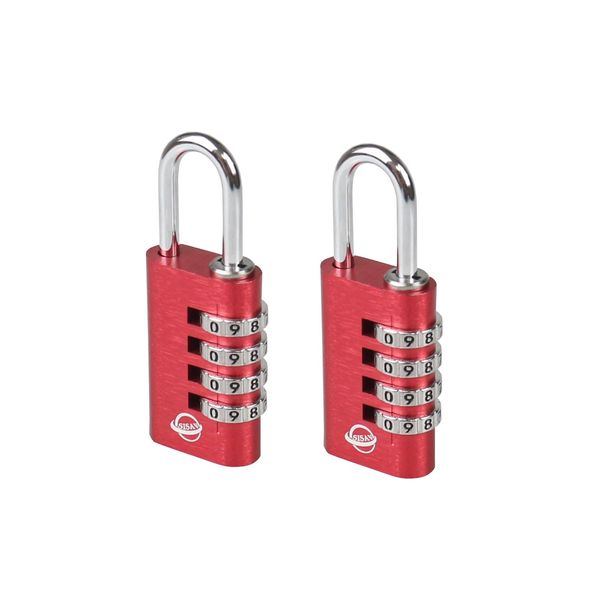 SISAV Combination Lock,4 Digit Gym Combination Padlock for School Lockers,Toolbox,Fence Gatev,Employee Locker(Red 2-Pack)