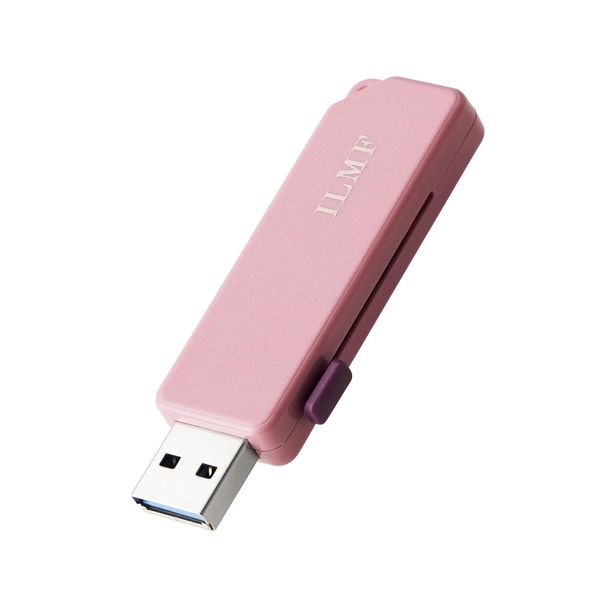 Elecom MF-ER3032GPN-IL ILMF USB Memory, 32 GB USB 5 Gbps Compatible, Slide Shutter Type, Pink