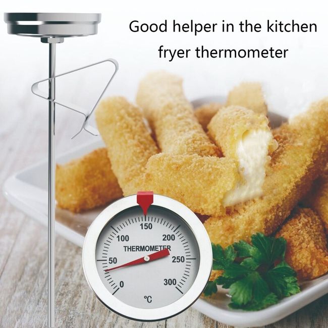 12 Barbecue Deep Fry Thermometer - Instant Read Dial Thermometer with  Clip, Extra Long Stainless Steel Probe, for Food Cooking, Turkey Frying,  BBQ Grill, Pot, Pan, and Kettle 