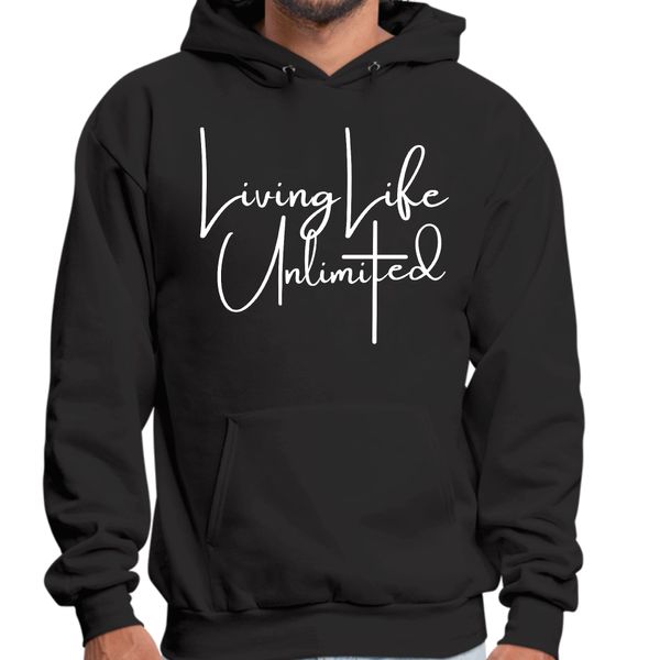 Mens Graphic Hoodie Living Life Unlimited - Black / 3XL