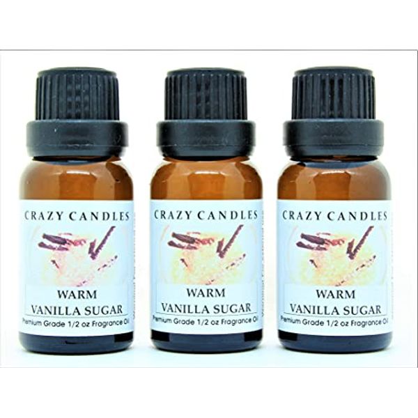 Warm Vanilla Sugar (Made in USA) 3 Bottles 1/2 Fl Oz Each (15ml) Premium Grade Scented Fragrance Oil