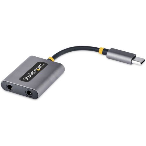 StarTech.com USB-C Headphone Splitter, USB Type C Dual Headset Adapter w/Mic Input, USB C to 3.5mm Audio Adapter/Earphone Dongle, USB C to Audio Jack/Aux Output, 24-bit DAC (USBC-Audio-Splitter)