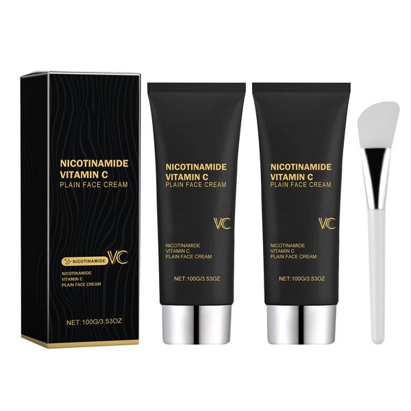 2 Stück Niacinamid Vitamin C Schwarze Tube Hautcreme Niacinamide Creme Moisturizer Multifunktionale Geschmeidige Feuchtigkeitsspendende Make-up-Creme Mit Niacinamid Vitamin C Creme