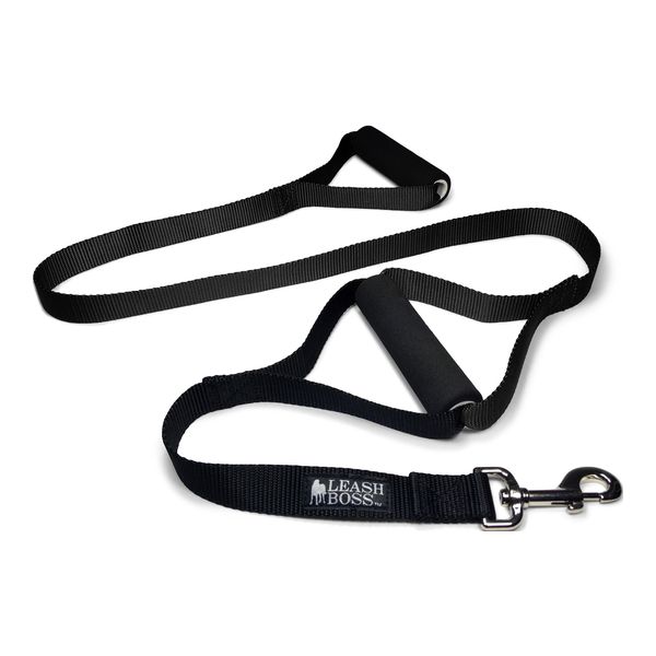 Leashboss Original - Heavy Duty Dog Leash for Large Dogs - No Pull Double Handle Training Lead for Walking Big Dogs - Dog Leashes with Padded Handle for Control and Safety (Classic Black)