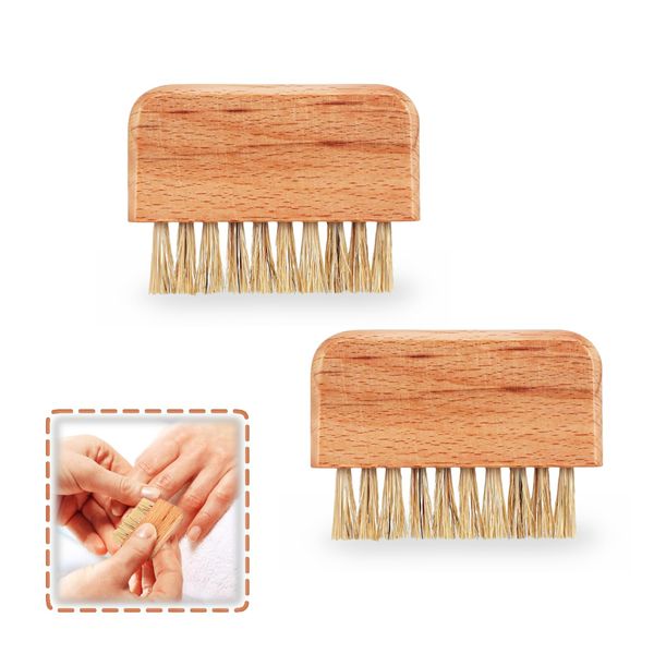 2 PCS Nail Brush Wooden Finger Scrub Brush Nail Cleaning Brush Toenail Cleaning Scrubber for Women Men Cleaning Nails