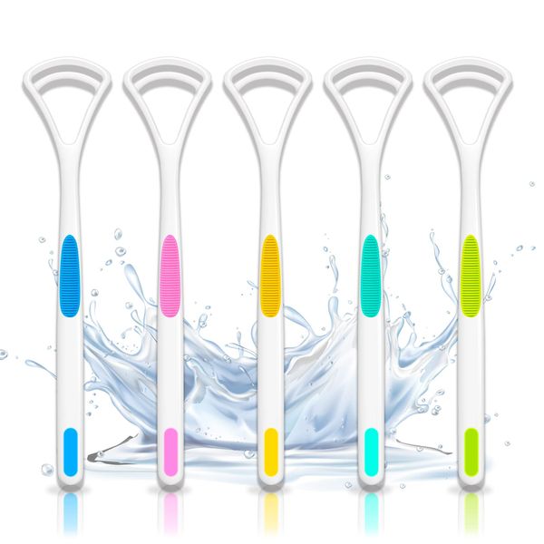 Double Sided Tongue Brush, Silicone, 5 Colors, Tongue Brush, Tongue Cleaner, Silicone, Tongue Moss Removal, Toothbrush, Tongue Brush, Tongue Moss Removal, Tongue Cleaning, Individually Packaged