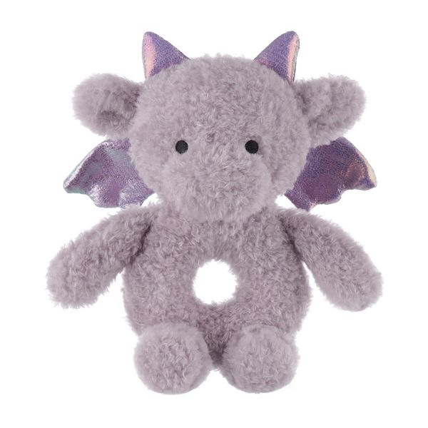 Apricot Lamb Purple Dragon Soft Baby Rattle for Boys and Girls, Plush Stuffed Animal Rattle Toy Lovey for The Newborn, 0-3 Months, 0-6 Months and Above, 4.7Inches