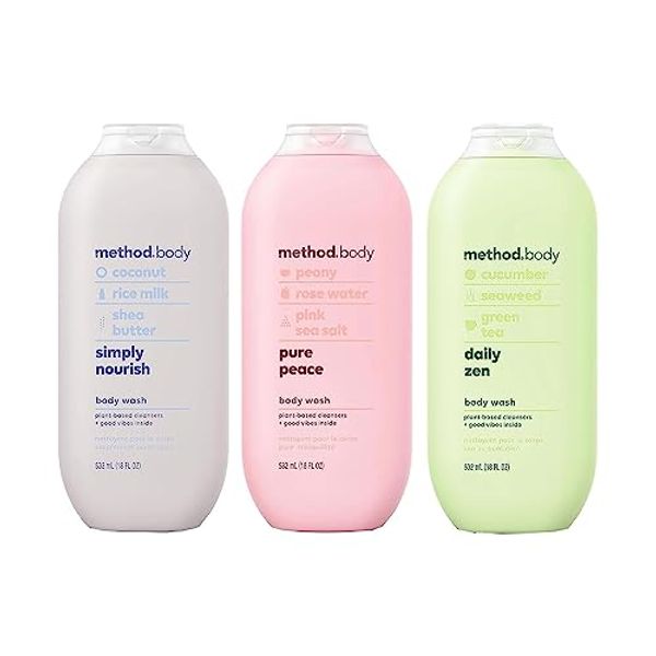 Method Body Wash Variety Pack - 3 Scents - Simply Nourish, Pure Peace And Daily Zen - 18 Fl Oz Each (Variety Pack), 3.94 pounds