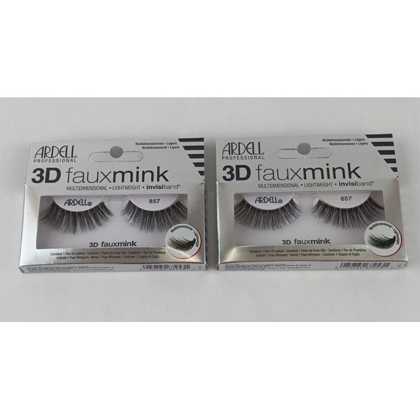 2 ARDELL 3D FAUX MINK FALSE EYELASHES MULTI-DIMENSIONAL LIGHTWEIGHT 857 BLACK