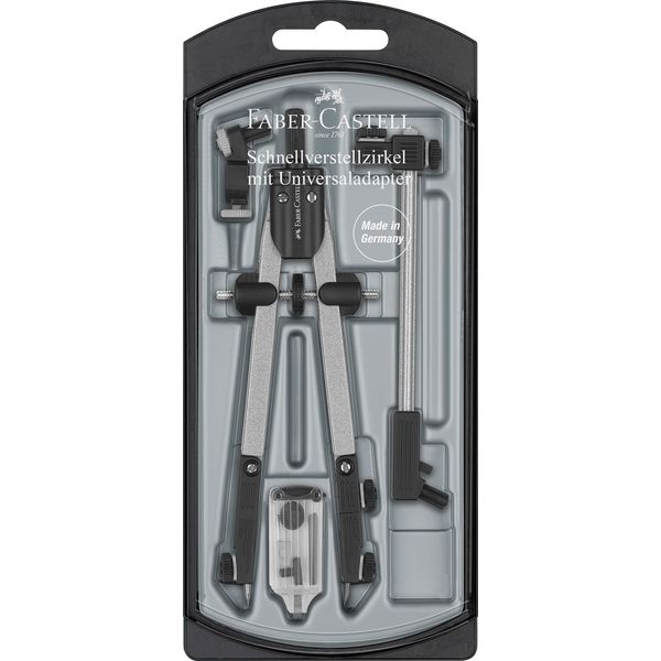Faber-castell 174045 – Quick Adjust Compass with Aniversal Adapter + Extension and Accessories